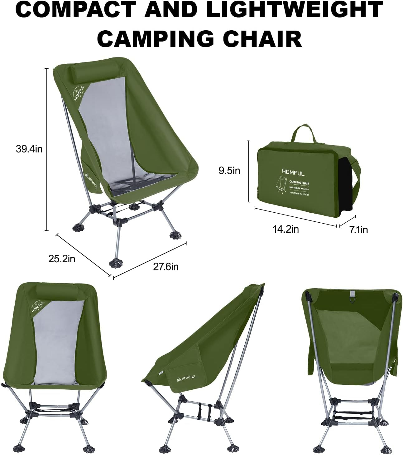 ultracamp™ Camping chair with Comfortable Headrest and easy storage