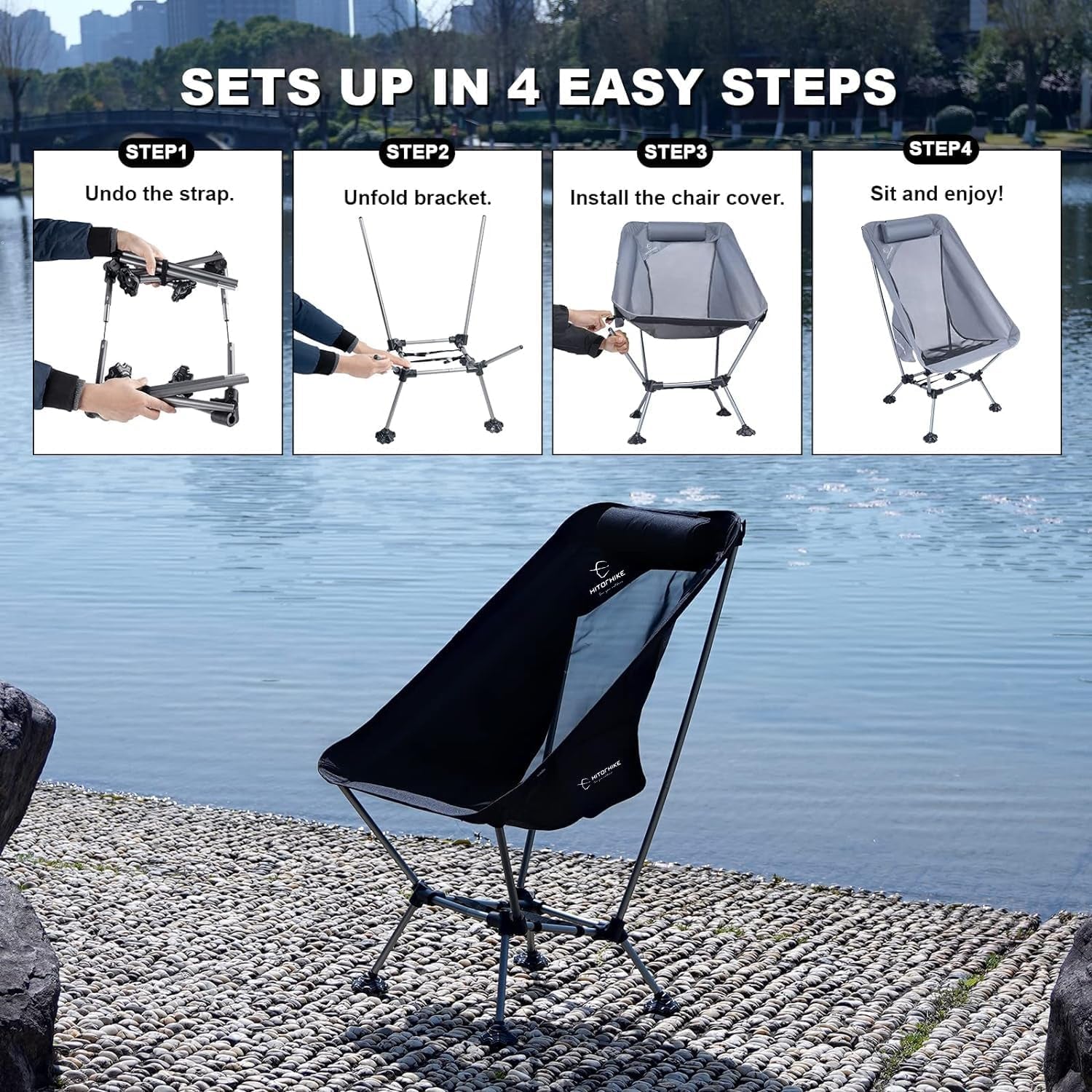ultracamp™ Camping chair with Comfortable Headrest and easy storage