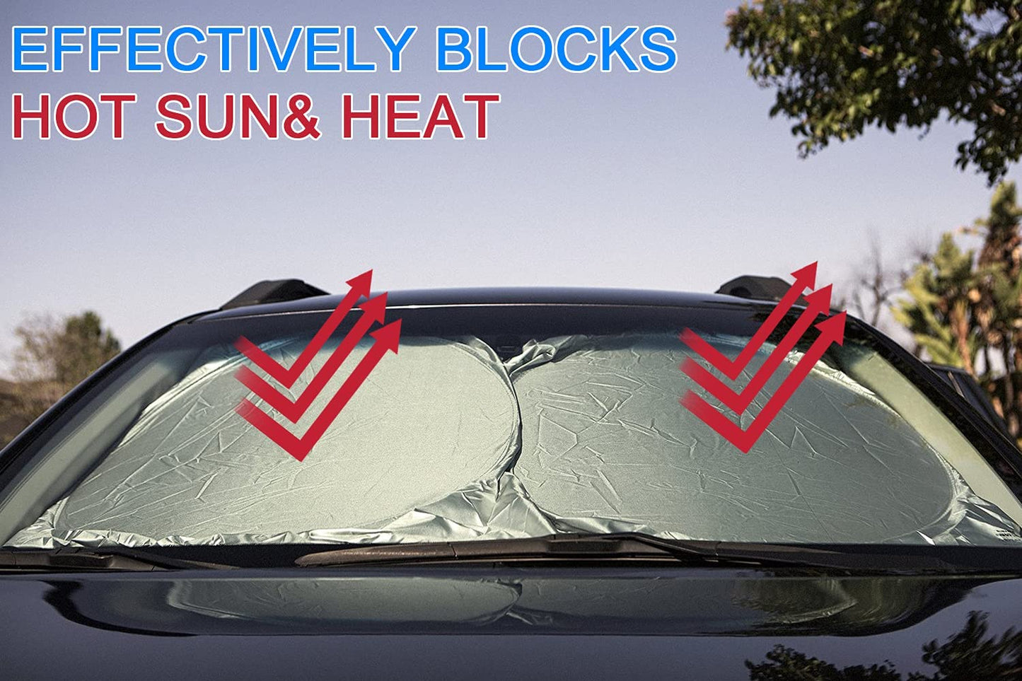 Windshield sun cover for car/truck + Bonus Wheel cover